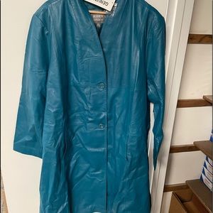 Women’s Leather Coat - size 30, Teal